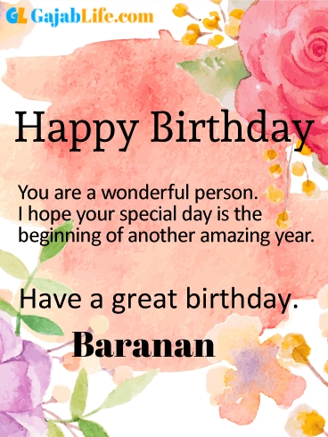 Have a great birthday baranan - happy birthday wishes card