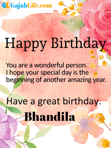 Have a great birthday bhandila - happy birthday wishes card