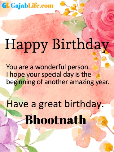 Have a great birthday bhootnath - happy birthday wishes card