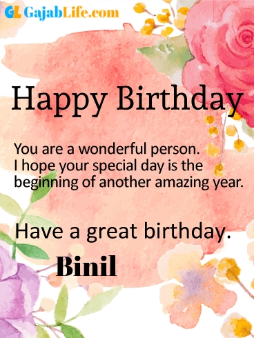 Have a great birthday binil - happy birthday wishes card